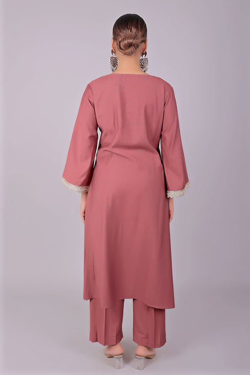 Veshbhoshaa Bluesaanchi Women'S Mauve Kurti Pajama Set